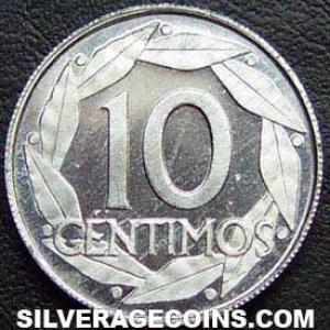 1959 Proof Franco Spanish 10 Cents (Reverse)
