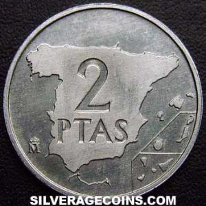 1982 Juan Carlos I Spanish 2 Pesetas (Reverse)