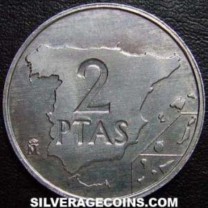1984 Juan Carlos I Spanish 2 Pesetas (Reverse)