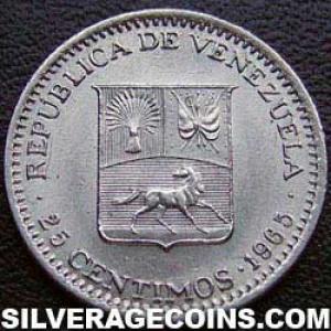 1965 (l) Venezuelan 25 Centimos (Obverse)