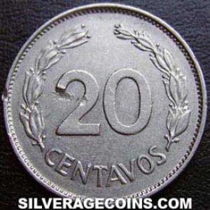 1962 Ecuadorian 20 Centavos (Nickel clad Steel) (Reverse)