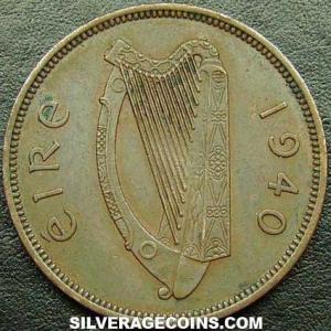 1940 Irish Bronze Penny (Obverse)