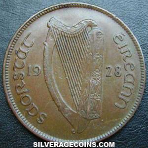 1928 Irish Bronze Penny (Obverse)
