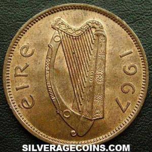 1967 Irish Bronze Half Penny (Obverse)
