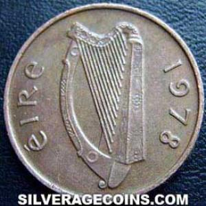 Penique de Bronce Irlandés 1978 (Anverso)