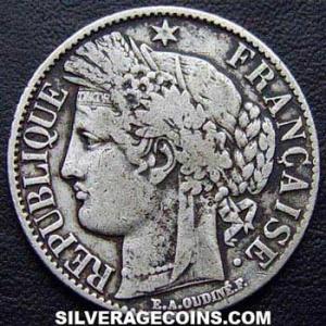 1887 A French Silver Franc (Liberty Head) (Obverse)